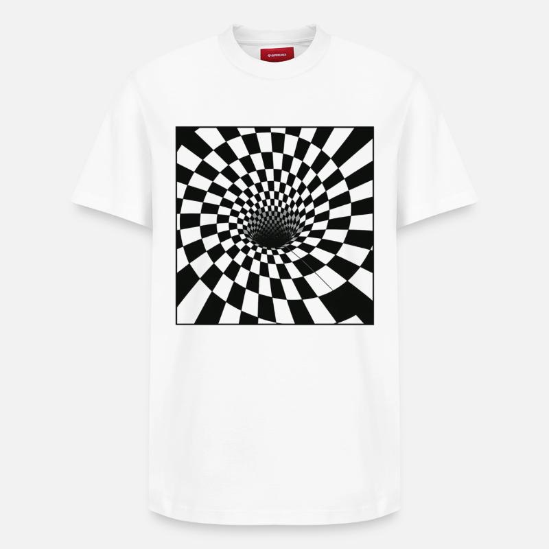Tunnel à damier en spirale - T-shirt unisexe décontracté en coton Supima – de SPREAD - blanc