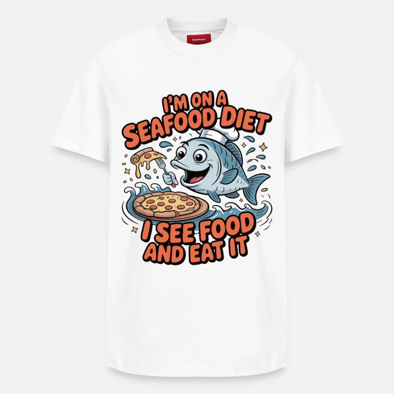 Meeresfrüchte Pizza Witz - Relaxed Unisex Supima Cotton T-Shirt – von SPREAD - Weiß