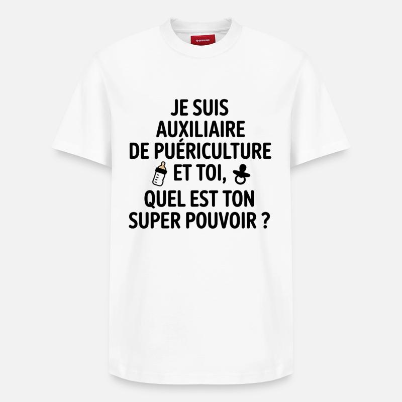 Super pouvoir puericulture - T-shirt unisexe décontracté en coton Supima – de SPREAD - blanc