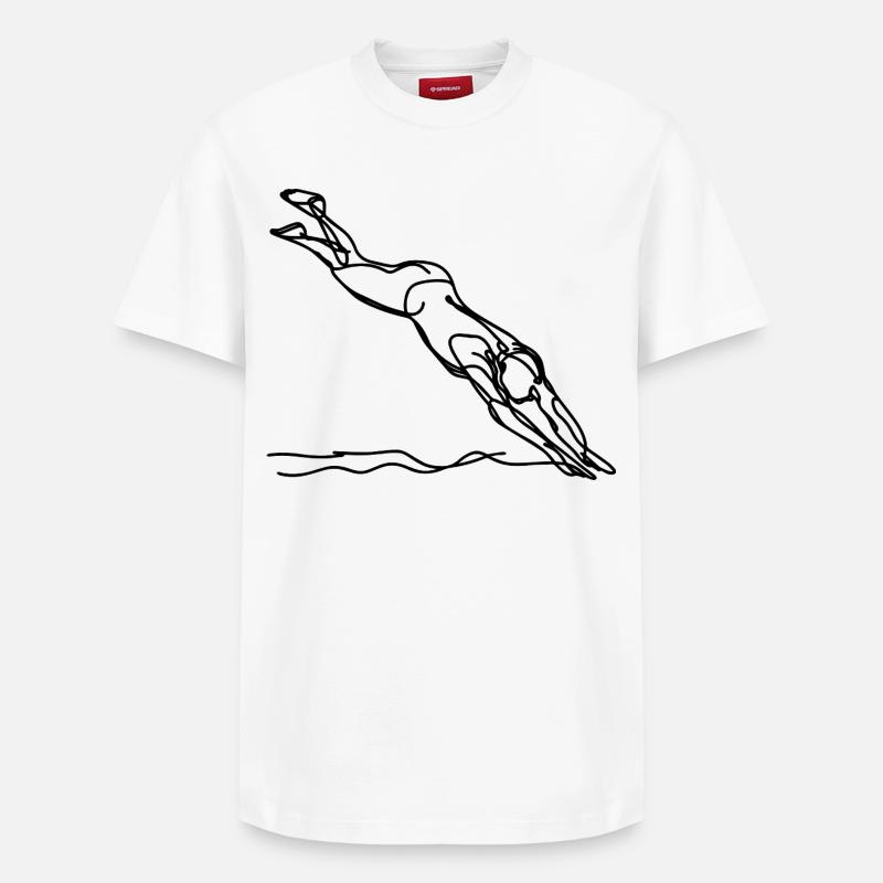 Graphiques de natation - T-shirt unisexe décontracté en coton Supima – de SPREAD - blanc