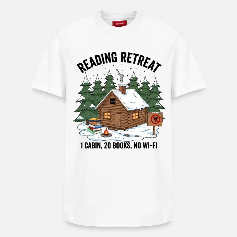 Winterhütte Leseabend - Relaxed Unisex Supima Cotton T-Shirt – von SPREAD - Weiß