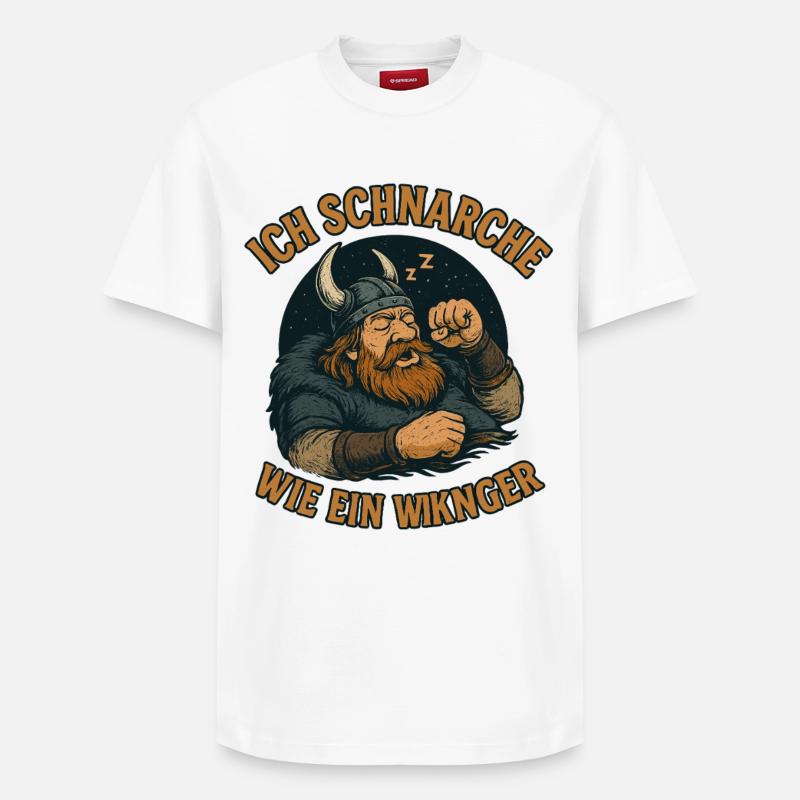 Ich schnarche wie ein Wikinger - Relaxed Unisex Supima Cotton T-Shirt – von SPREAD - Weiß