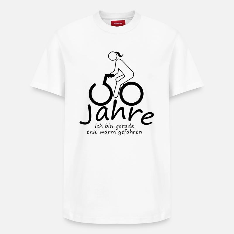 50 ans – premier réchauffement - T-shirt unisexe décontracté en coton Supima – de SPREAD - blanc