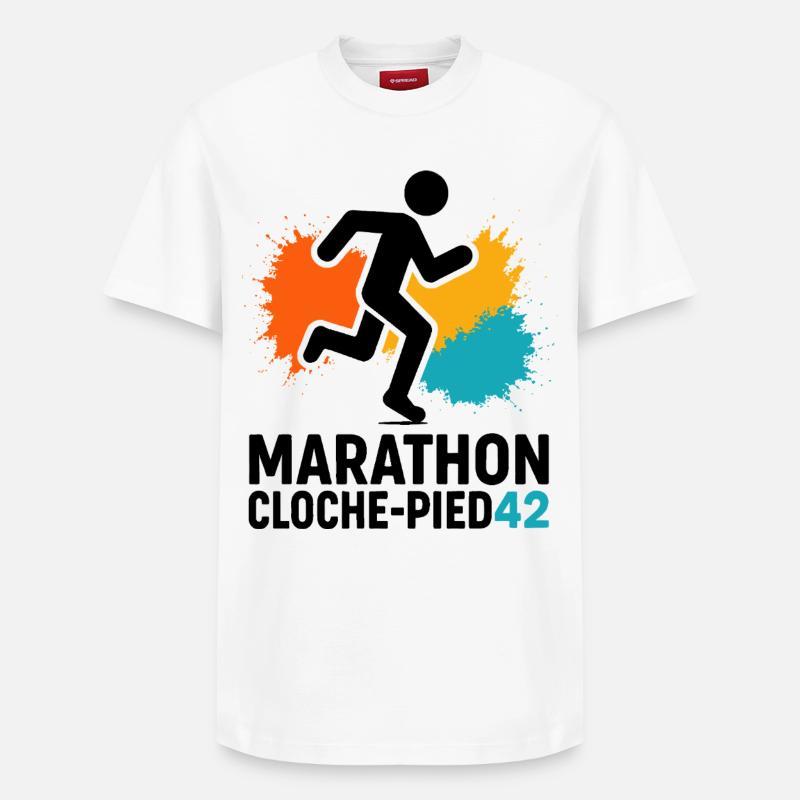 Marathon à cloche-pied ! 42km d'aventure ! - T-shirt unisexe décontracté en coton Supima – de SPREAD - blanc