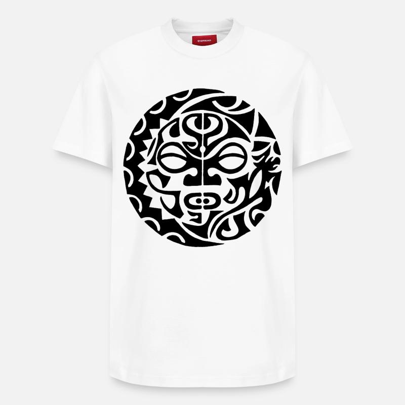 Polynesischer Schädel (Schwarz) - Relaxed Unisex Supima Cotton T-Shirt – von SPREAD - Weiß