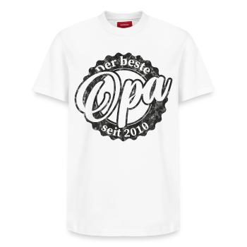 Der Beste Opa seit 2010 - Relaxed Unisex Supima Cotton T-Shirt – von SPREAD - Weiß - Vorne - AI Model Female 172 dark (172cm) & AI Model Male 185 dark (185cm)