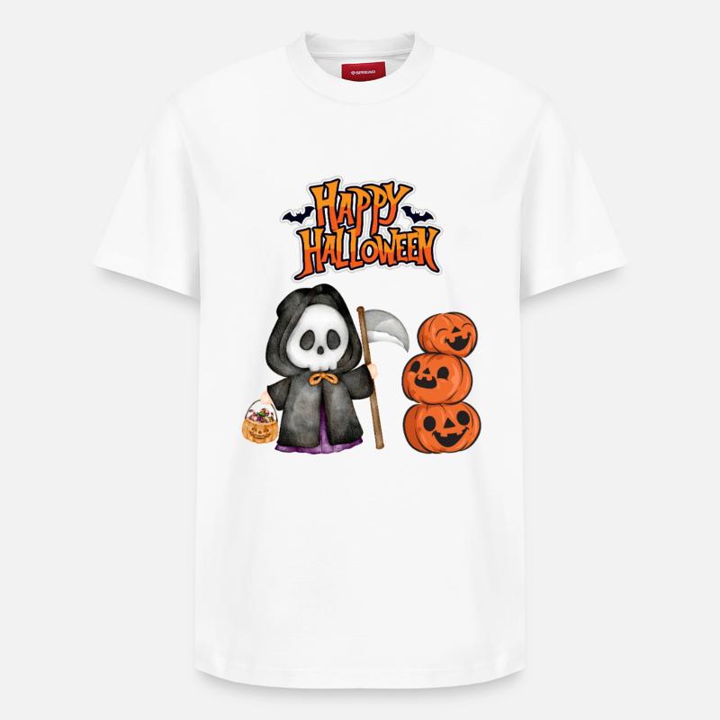 Joyeux Halloween Grim Reaper - T-shirt unisexe décontracté en coton Supima – de SPREAD - blanc