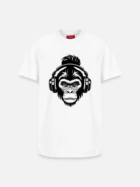 Funky Affenkopf Loop Beat Edition Shirt - Relaxed Unisex Supima Cotton T-Shirt – von SPREAD - Weiß