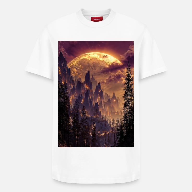 Sommet ardent au crépuscule - T-shirt unisexe décontracté en coton Supima – de SPREAD - blanc