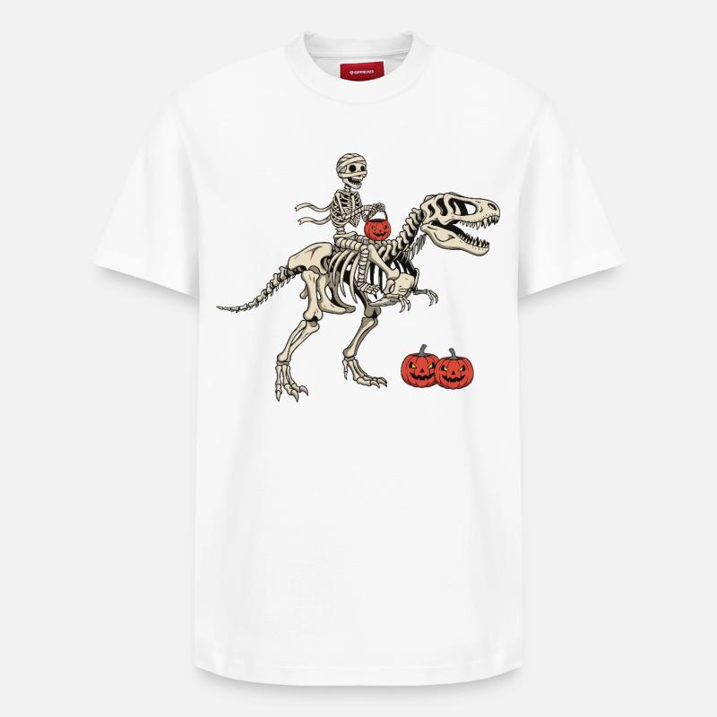 Cavalier squelette sur T Rex - T-shirt unisexe décontracté en coton Supima – de SPREAD - blanc