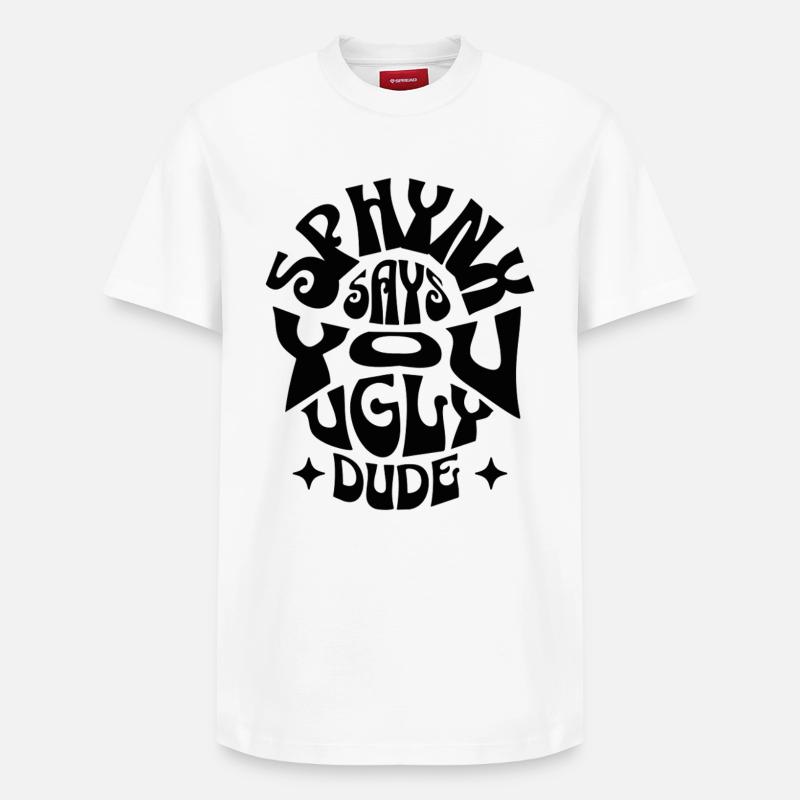 Black Sphynx Katze – lustiger Spruch - Relaxed Unisex Supima Cotton T-Shirt – von SPREAD - Weiß