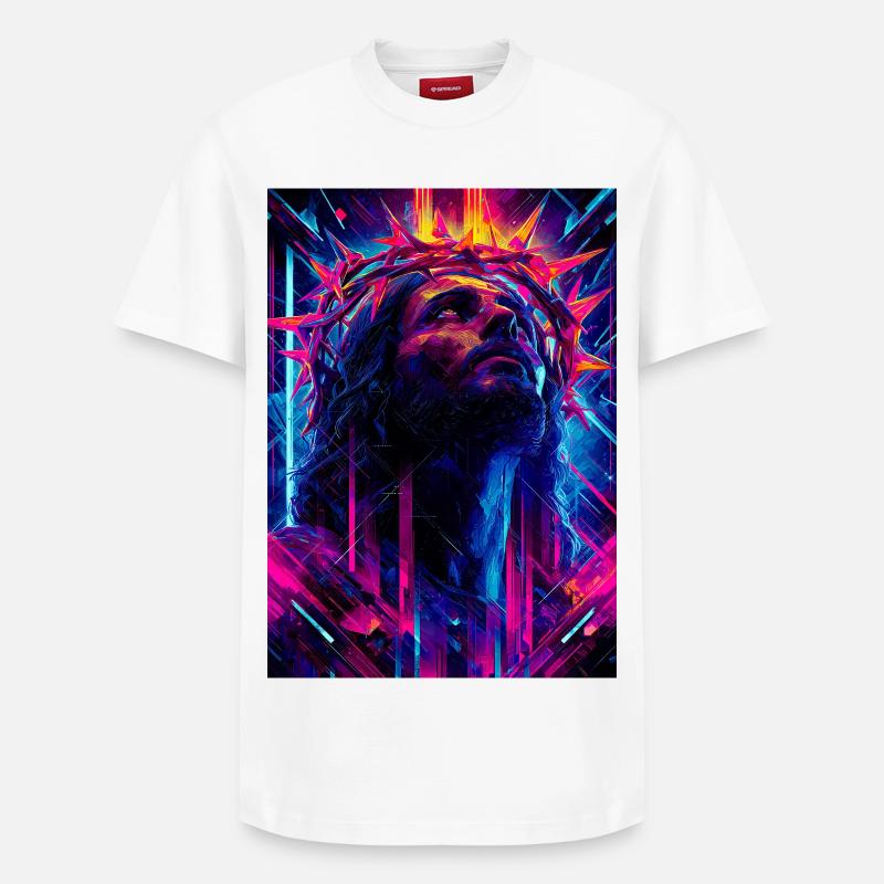 Neon-Dornenkrone - Relaxed Unisex Supima Cotton T-Shirt – von SPREAD - Weiß
