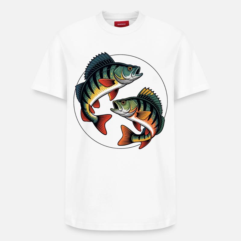 Zwei springende Barsche - Relaxed Unisex Supima Cotton T-Shirt – von SPREAD - Weiß