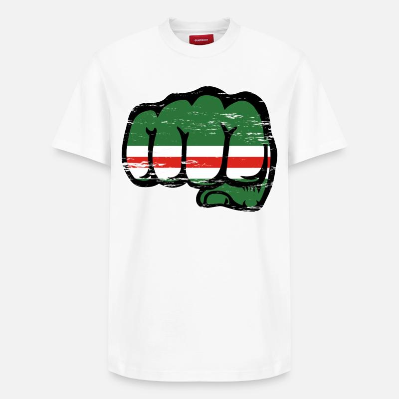 Tschetschenien Flagge Faust used - Relaxed Unisex Supima Cotton T-Shirt – von SPREAD - Weiß