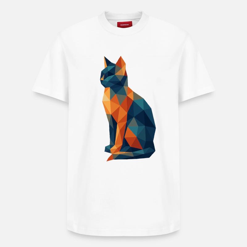 Polygone Géométrique Chat BleuOrange - T-shirt unisexe décontracté en coton Supima – de SPREAD - blanc