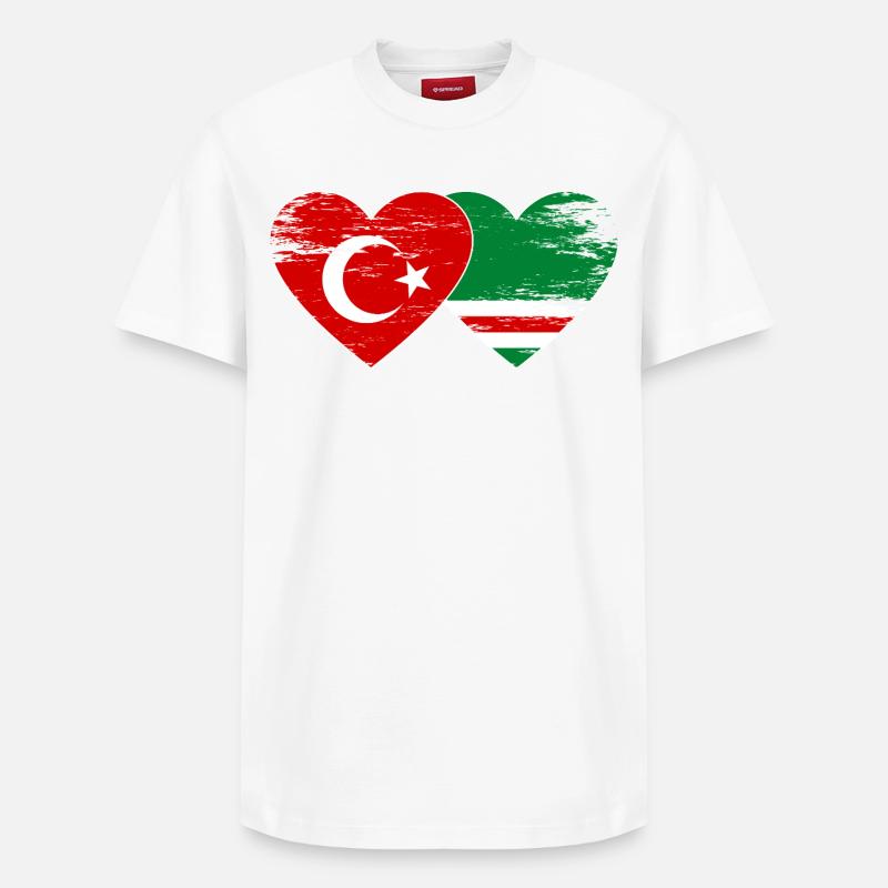 Turquie Drapeau Tchétchénie Coeur - T-shirt unisexe décontracté en coton Supima – de SPREAD - blanc