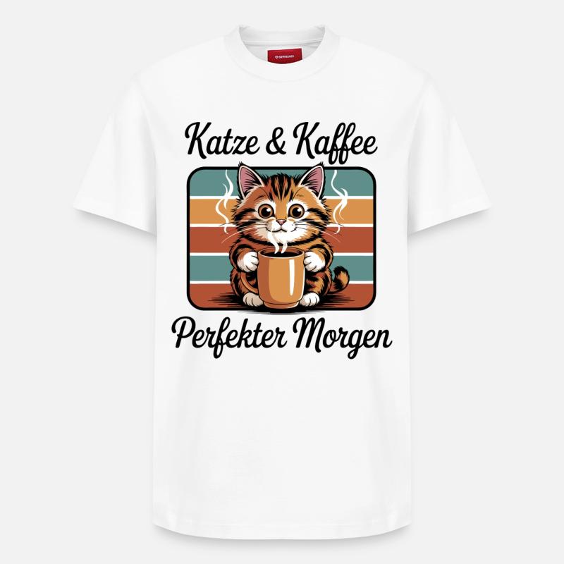 Cat Coffee Pause café rétro - T-shirt unisexe décontracté en coton Supima – de SPREAD - blanc