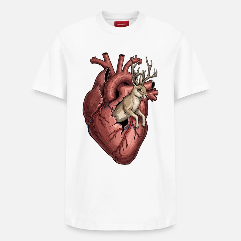 Anatomisches Herz mit Häschen - Relaxed Unisex Supima Cotton T-Shirt – von SPREAD - Weiß