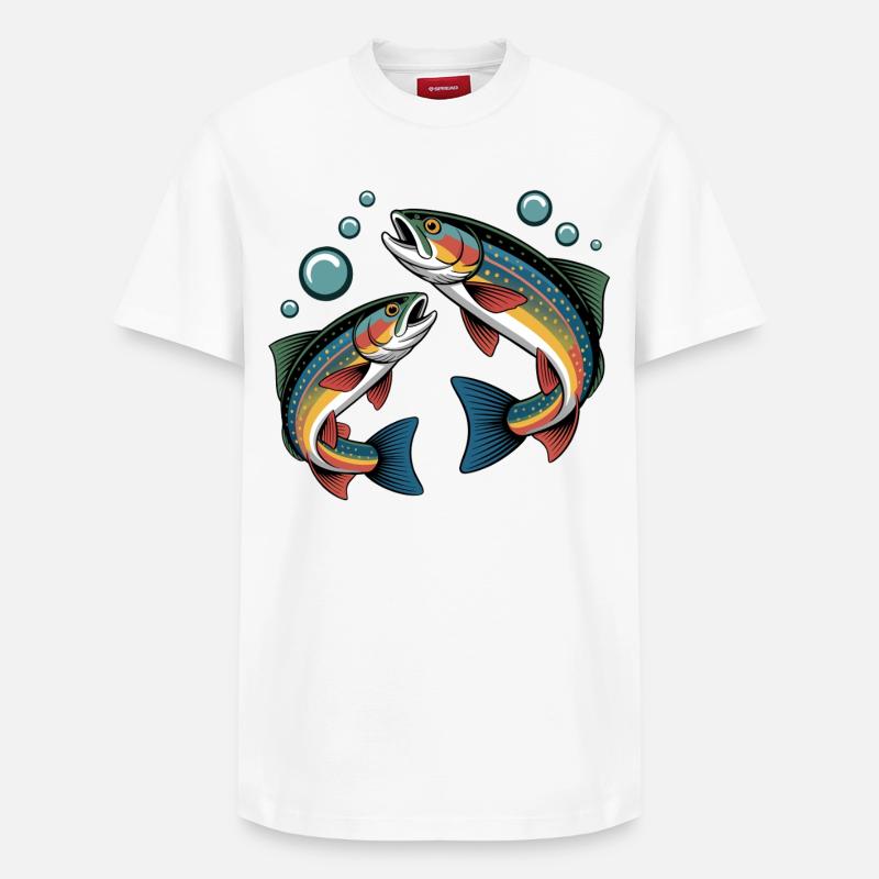 Truite sauteuse - T-shirt unisexe décontracté en coton Supima – de SPREAD - blanc