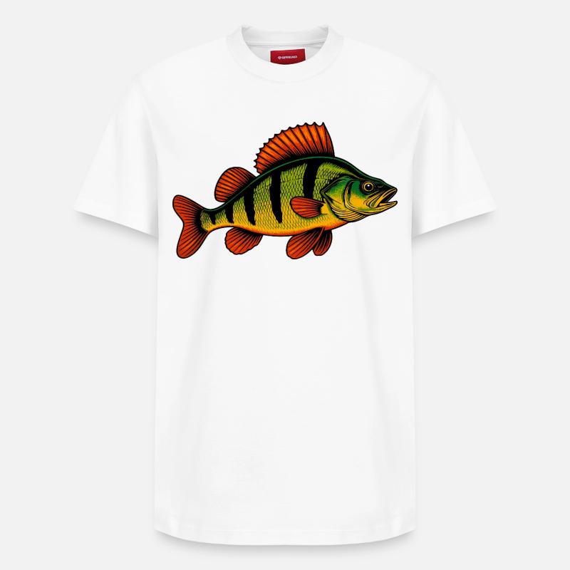 Barsch Flussbarsch Barschangeln Barsche Barsch - Relaxed Unisex Supima Cotton T-Shirt – von SPREAD - Weiß