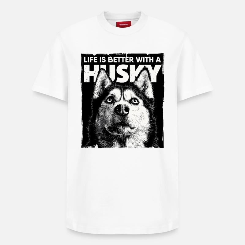 Life is better with a Husky - Relaxed Unisex Supima Cotton T-Shirt – von SPREAD - Weiß