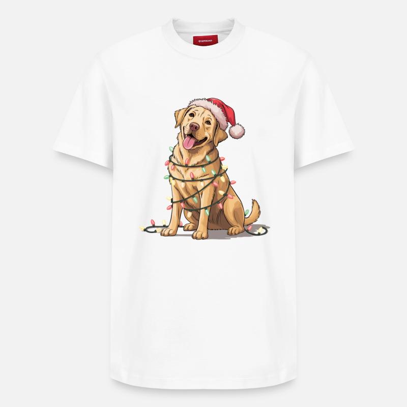 Festlicher Hund mit Lichterkette - Relaxed Unisex Supima Cotton T-Shirt – von SPREAD - Weiß