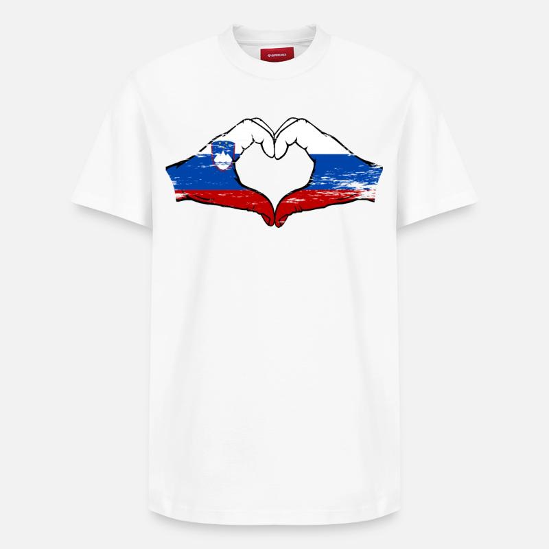 Slovénie Russie Drapeau Coeur - T-shirt unisexe décontracté en coton Supima – de SPREAD - blanc