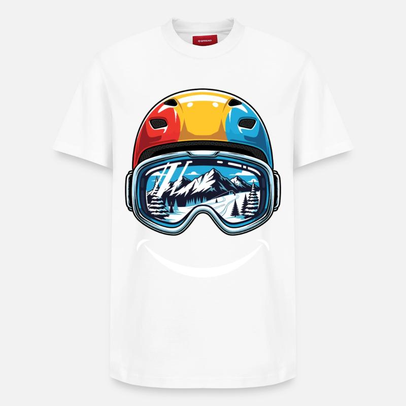 Casque de ski Mountains Smile - T-shirt unisexe décontracté en coton Supima – de SPREAD - blanc