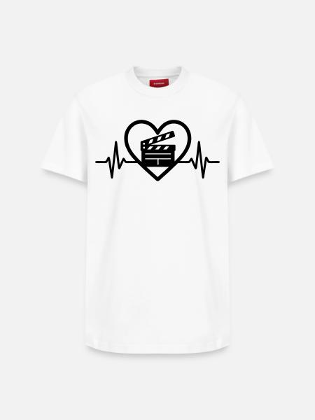 Cinema Heart Clapper - Relaxed Unisex Supima Cotton T-Shirt – by SPREAD - white