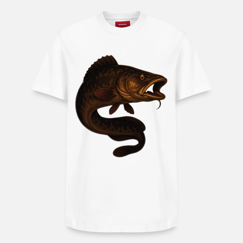 Dynamischer Karpfen im Wasser - Relaxed Unisex Supima Cotton T-Shirt – von SPREAD - Weiß