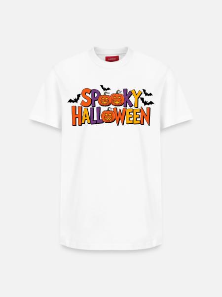 Spooky Halloween Pumpkin Letters - Relaxed Unisex Supima Cotton T-Shirt – by SPREAD - white