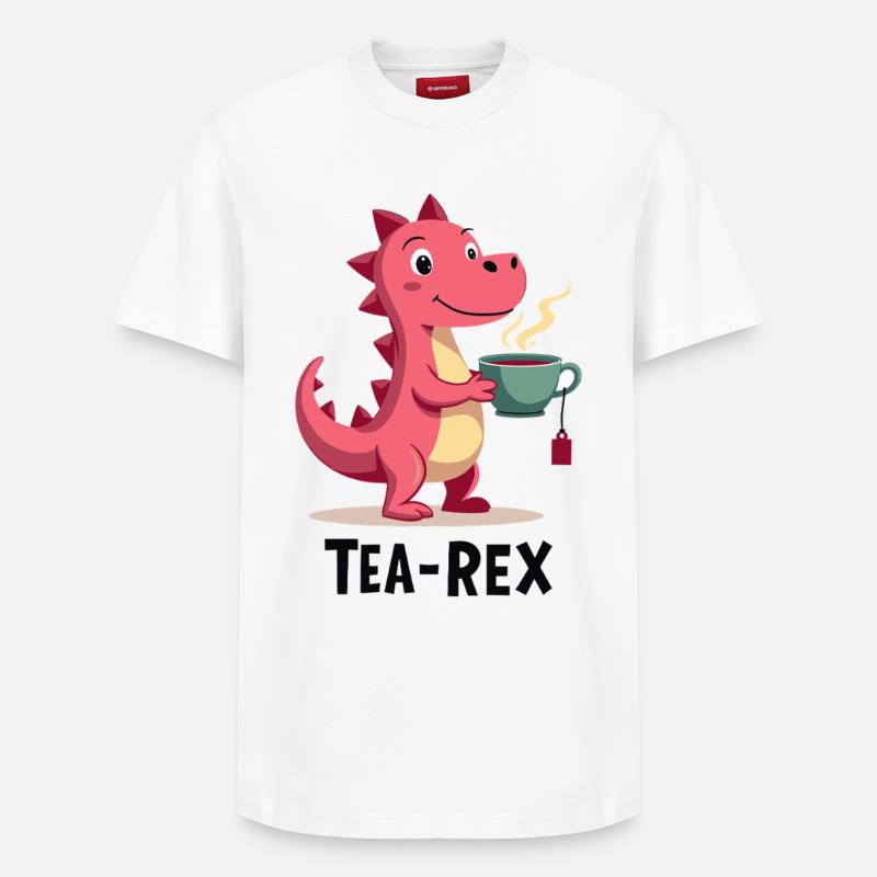 Tea-Rex Dino aime le thé - T-shirt unisexe décontracté en coton Supima – de SPREAD - blanc