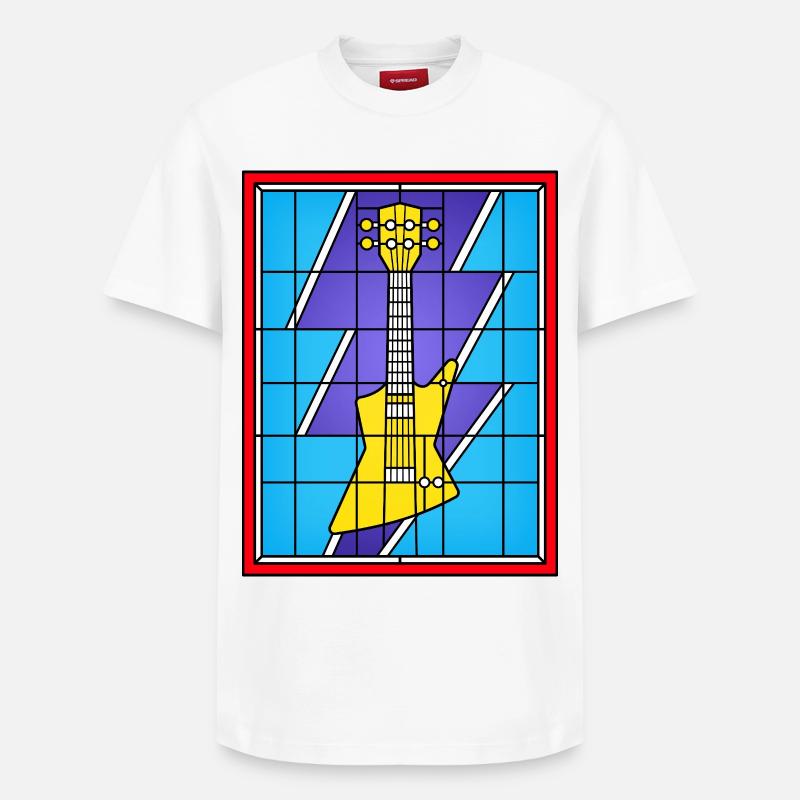 Guitare électrique jaune en vitrail - T-shirt unisexe décontracté en coton Supima – de SPREAD - blanc