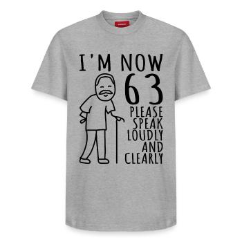 63ème anniversaire 63s 63ème J’ai maintenant 63 ans - T-shirt unisexe décontracté en coton Supima – de SPREAD - blanc - Devant - AI Model Female 172 dark (172cm) & AI Model Male 185 dark (185cm)