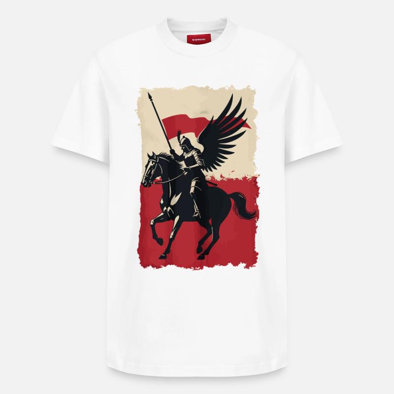 Polnischer Husar mit Flaggendesign - Relaxed Unisex Supima Cotton T-Shirt – von SPREAD - Weiß