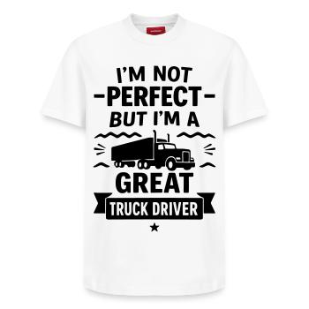 Super Truck Driver Road Life - Relaxed Unisex Supima Cotton T-Shirt – by SPREAD - white - Front - AI Model Female 172 dark (172cm) & AI Model Male 185 dark (185cm)