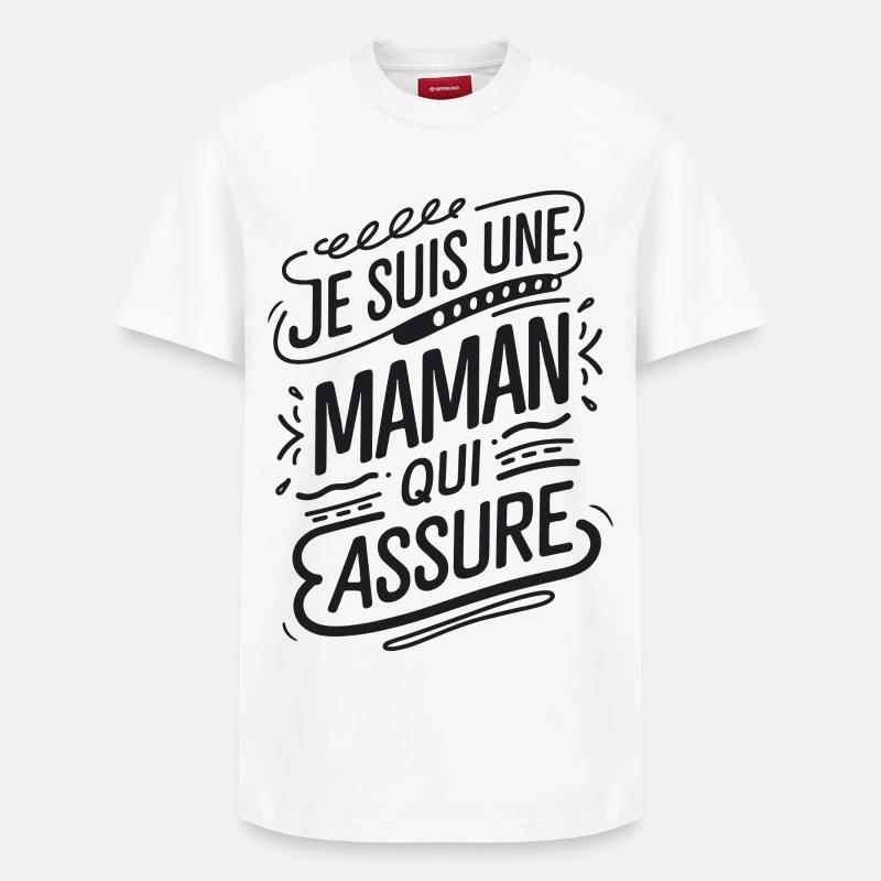 Ich bin eine Mutter, die versichert - Relaxed Unisex Supima Cotton T-Shirt – von SPREAD - Weiß