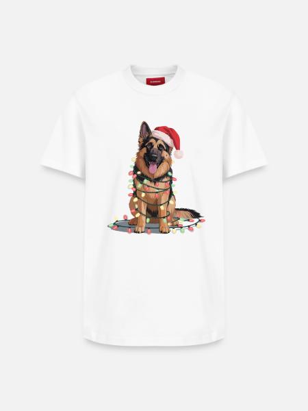 Schlittenhund im Lichterglanz - Relaxed Unisex Supima Cotton T-Shirt – von SPREAD - Weiß
