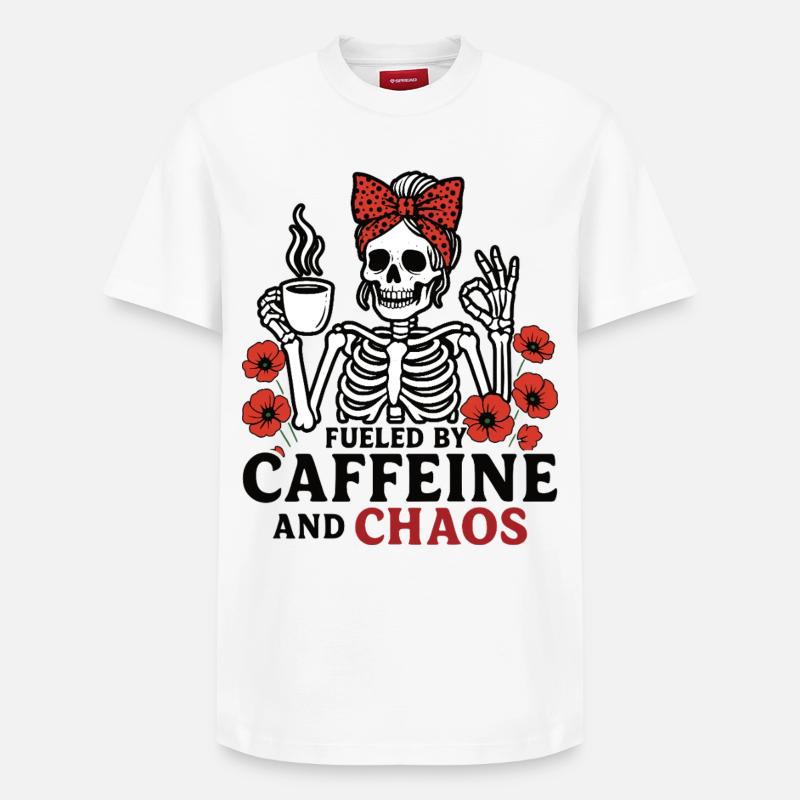 Mère Caféine Maman Squelette Café - T-shirt unisexe décontracté en coton Supima – de SPREAD - blanc