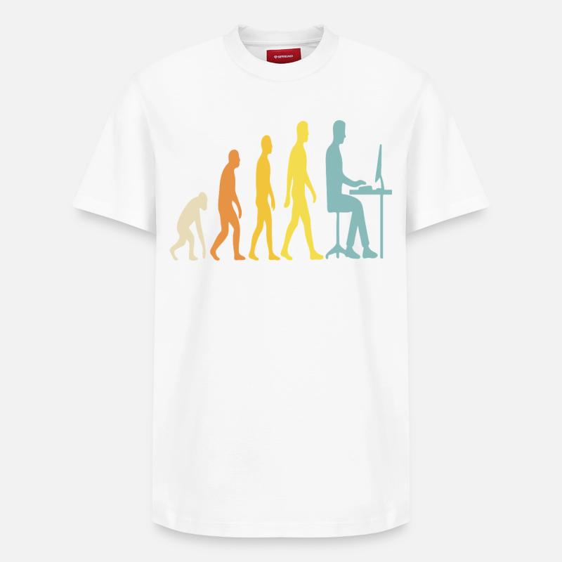 Tech Evolution at the Desk - Relaxed Unisex Supima Cotton T-Shirt – by SPREAD - white