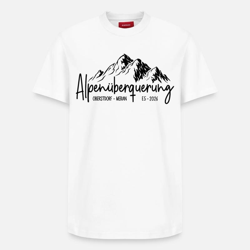 Alpenüberquerung E5 2026 / Oberstdorf - Meran - Relaxed Unisex Supima Cotton T-Shirt – von SPREAD - Weiß