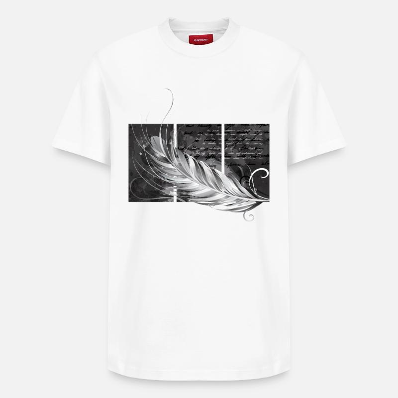 Feder-Triptychon - Relaxed Unisex Supima Cotton T-Shirt – von SPREAD - Weiß