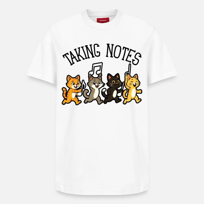 Chat Notes Musicales Humour Musique - T-shirt unisexe décontracté en coton Supima – de SPREAD - blanc
