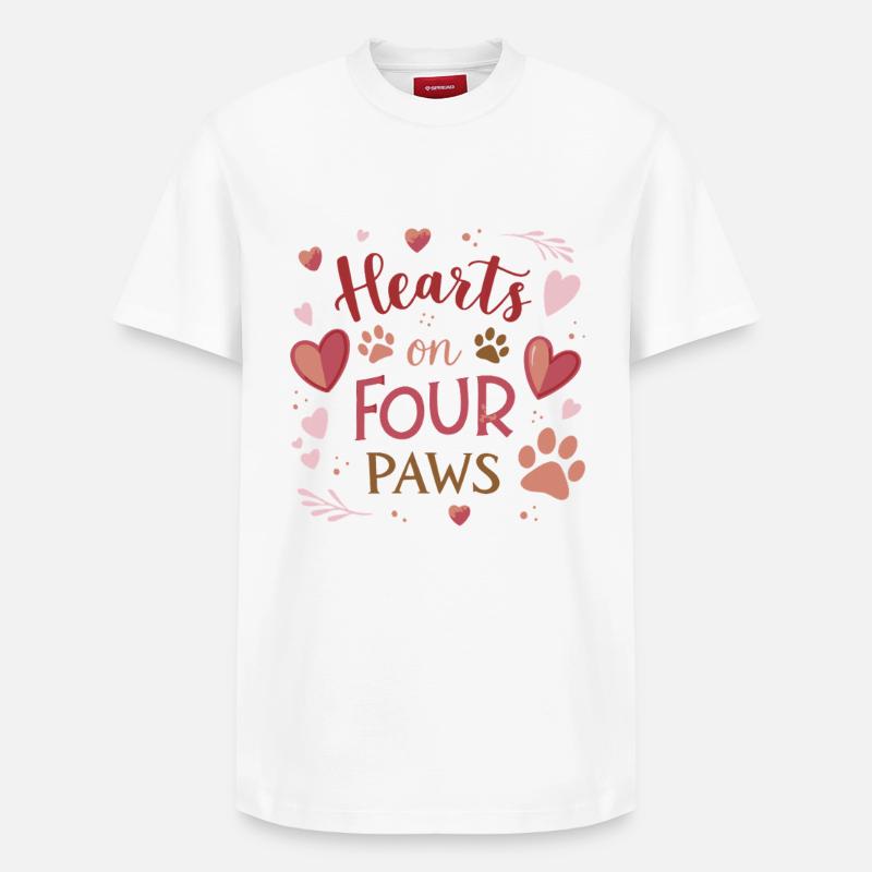 Cœurs sur Quatre Pattes - T-shirt unisexe décontracté en coton Supima – de SPREAD - blanc