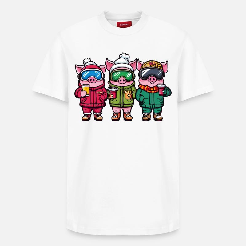 Ski Team Ferkel - Relaxed Unisex Supima Cotton T-Shirt – von SPREAD - Weiß