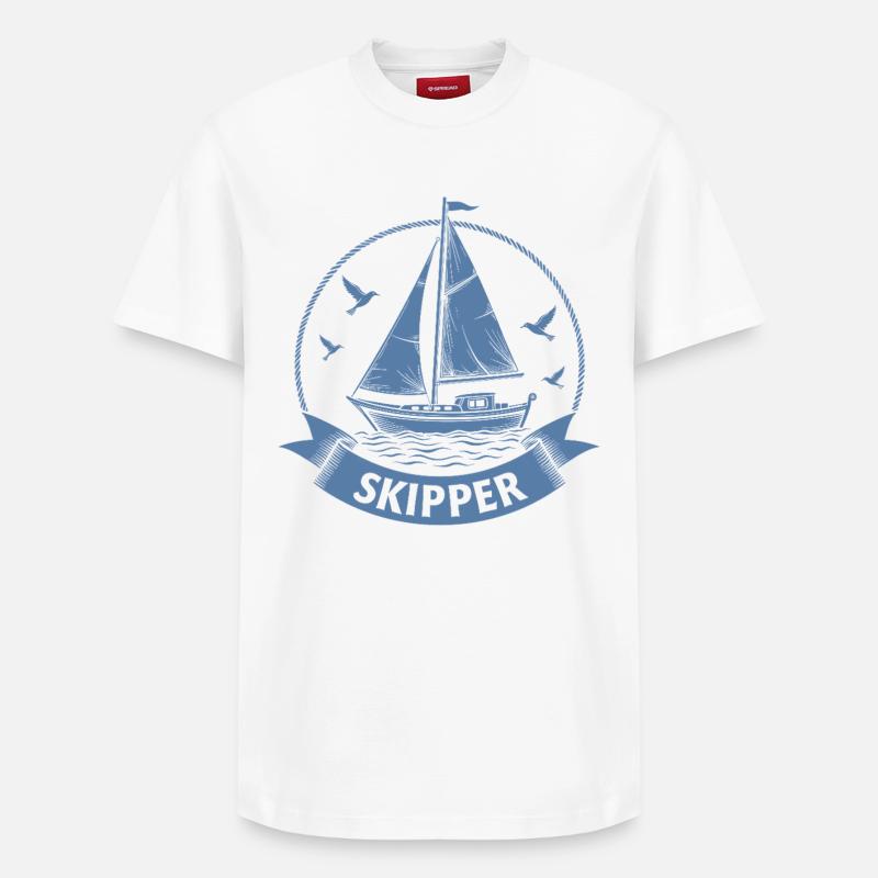 Skipper Voilier Capitaine maritime - T-shirt unisexe décontracté en coton Supima – de SPREAD - blanc