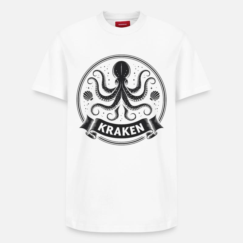 Kraken Krake Tintenfisch Octopus - T-shirt unisexe décontracté en coton Supima – de SPREAD - blanc