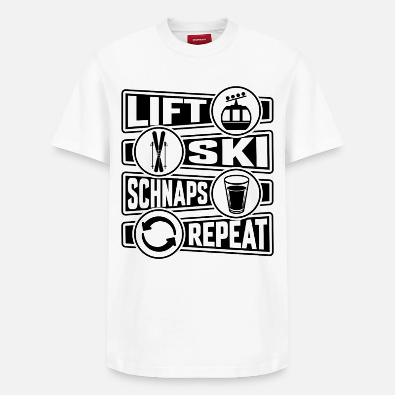 Remontée mécanique Ski Schnaps Repeat - T-shirt unisexe décontracté en coton Supima – de SPREAD - blanc