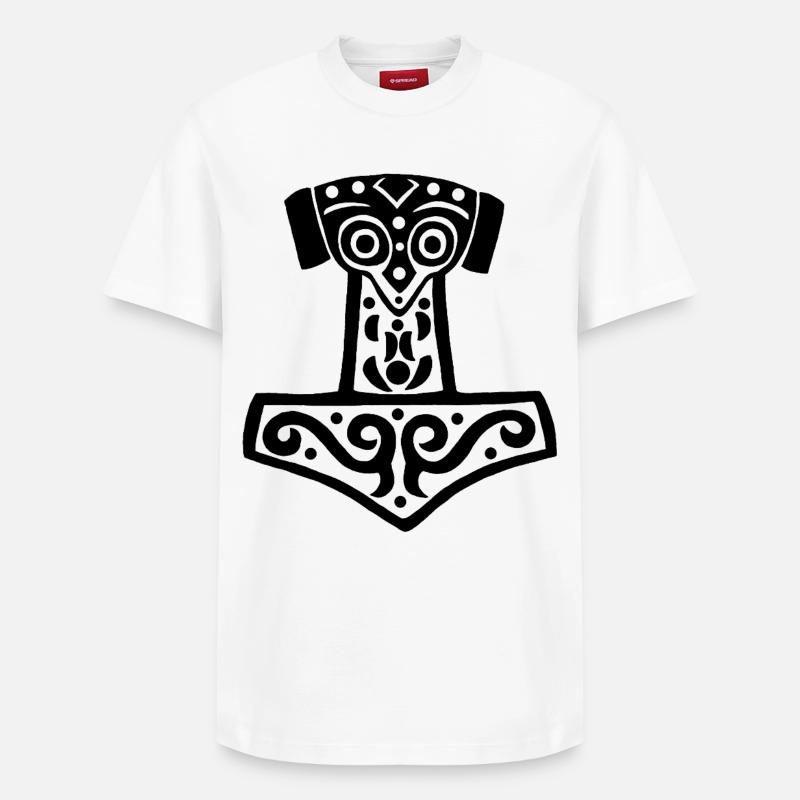 Thors Hammer (Schwarz) - Relaxed Unisex Supima Cotton T-Shirt – von SPREAD - Weiß