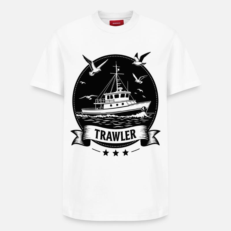 Silhouette de marin nautique chalutier - T-shirt unisexe décontracté en coton Supima – de SPREAD - blanc